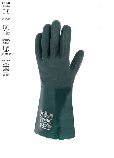 Rękawice robocze PVC 304 40CM zielone 